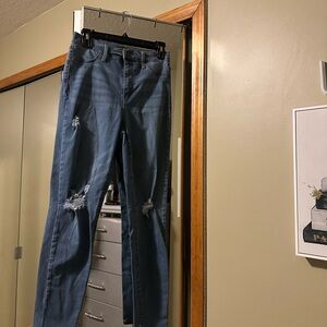 Fashion Nova Blue Distressed Straight Leg Jeans